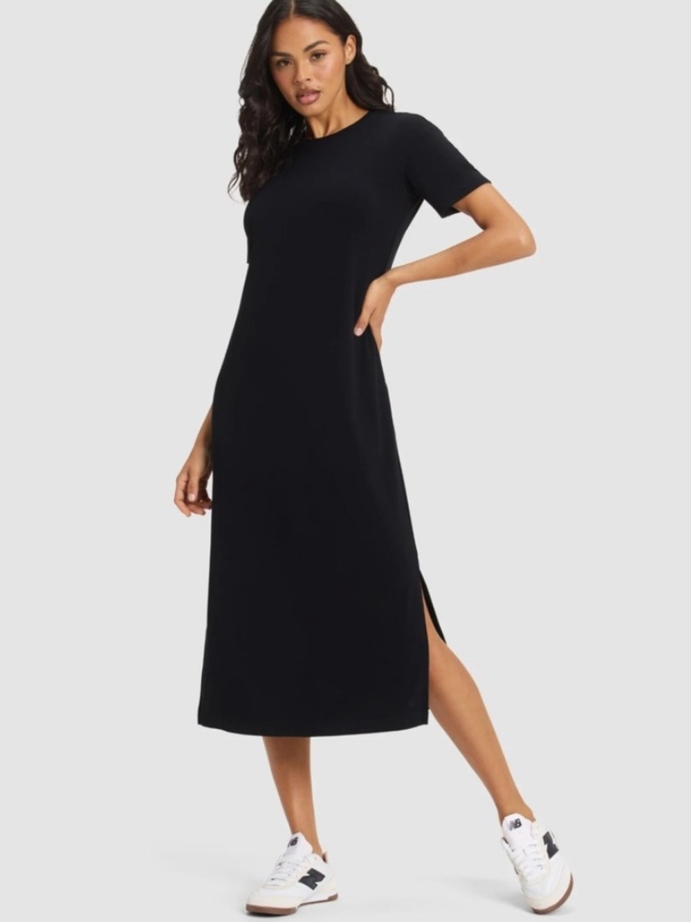 Cozy Earth Brushed Bamboo Midi Dress Size X-Large Black